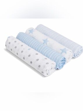 NWT - aden + anais Baby Muslin Swaddle Set - Light Blue, White & Gray